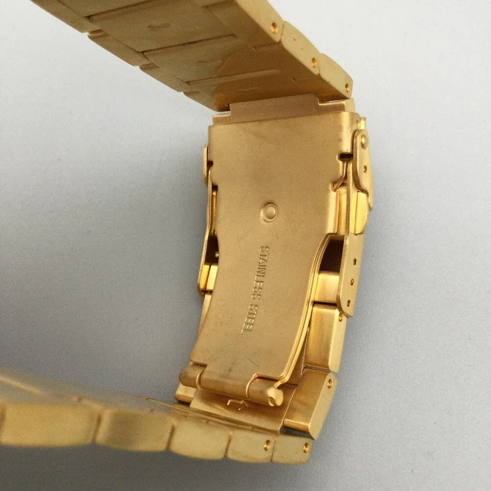 YesMan Shot Caller Mens Watch 45mm Gold Tone Blue Dial Bracelet Date 8.75